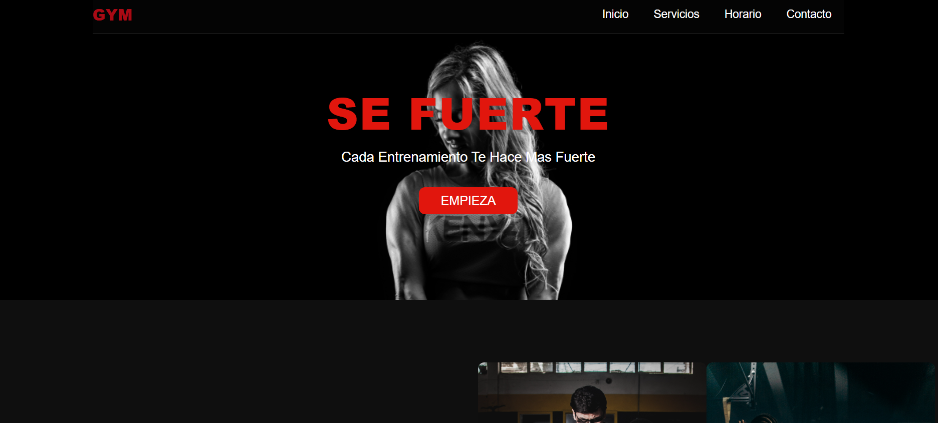 Diseño de página web demostrativa para un gimnasio
